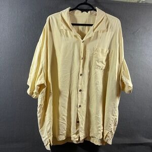 Tommy Bahama Shirt Silk Camp Button Front Yellow XXL tropical vacation relaxed